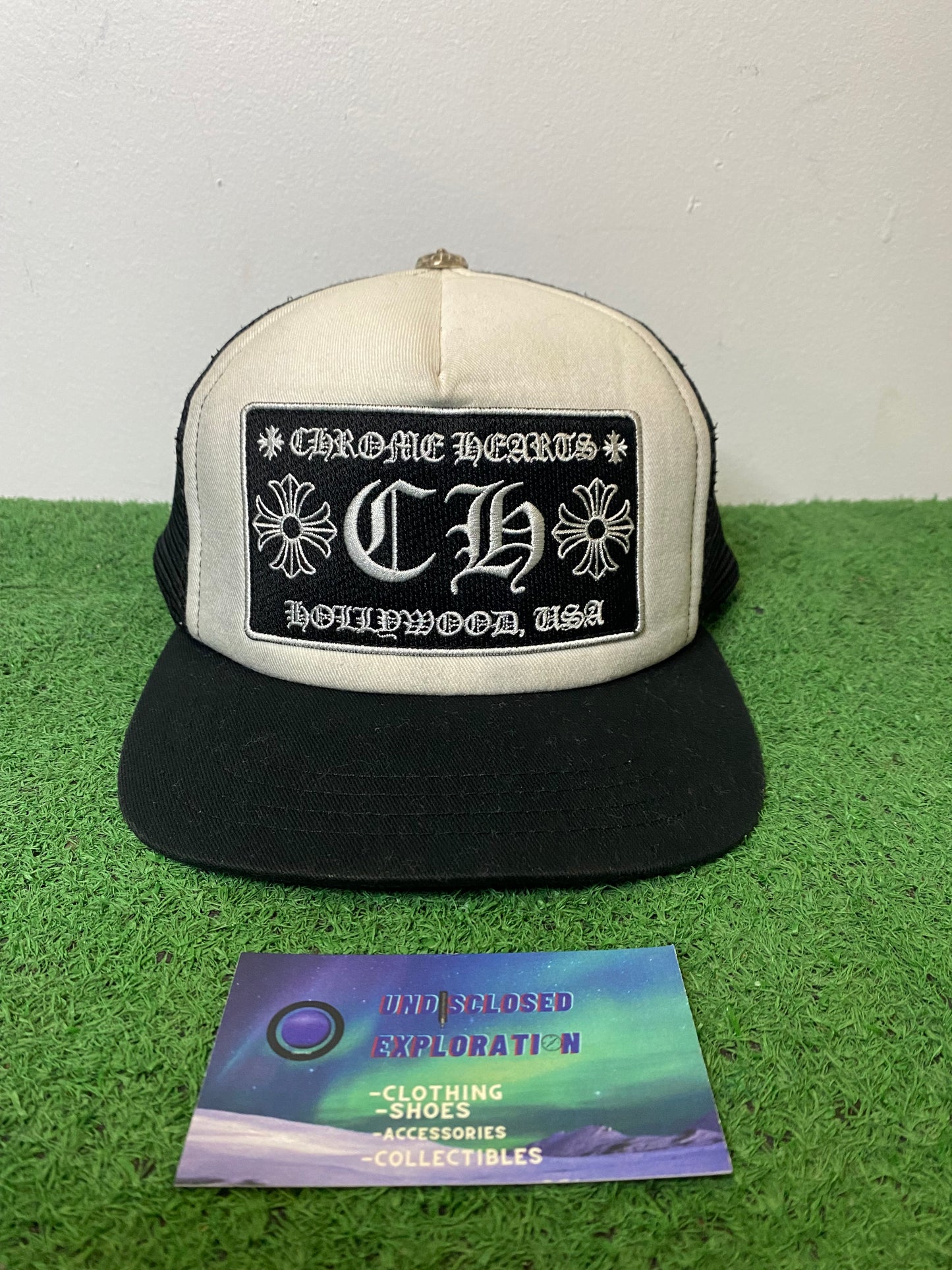 Chrome hearts white Hollywood Ch trucker hat