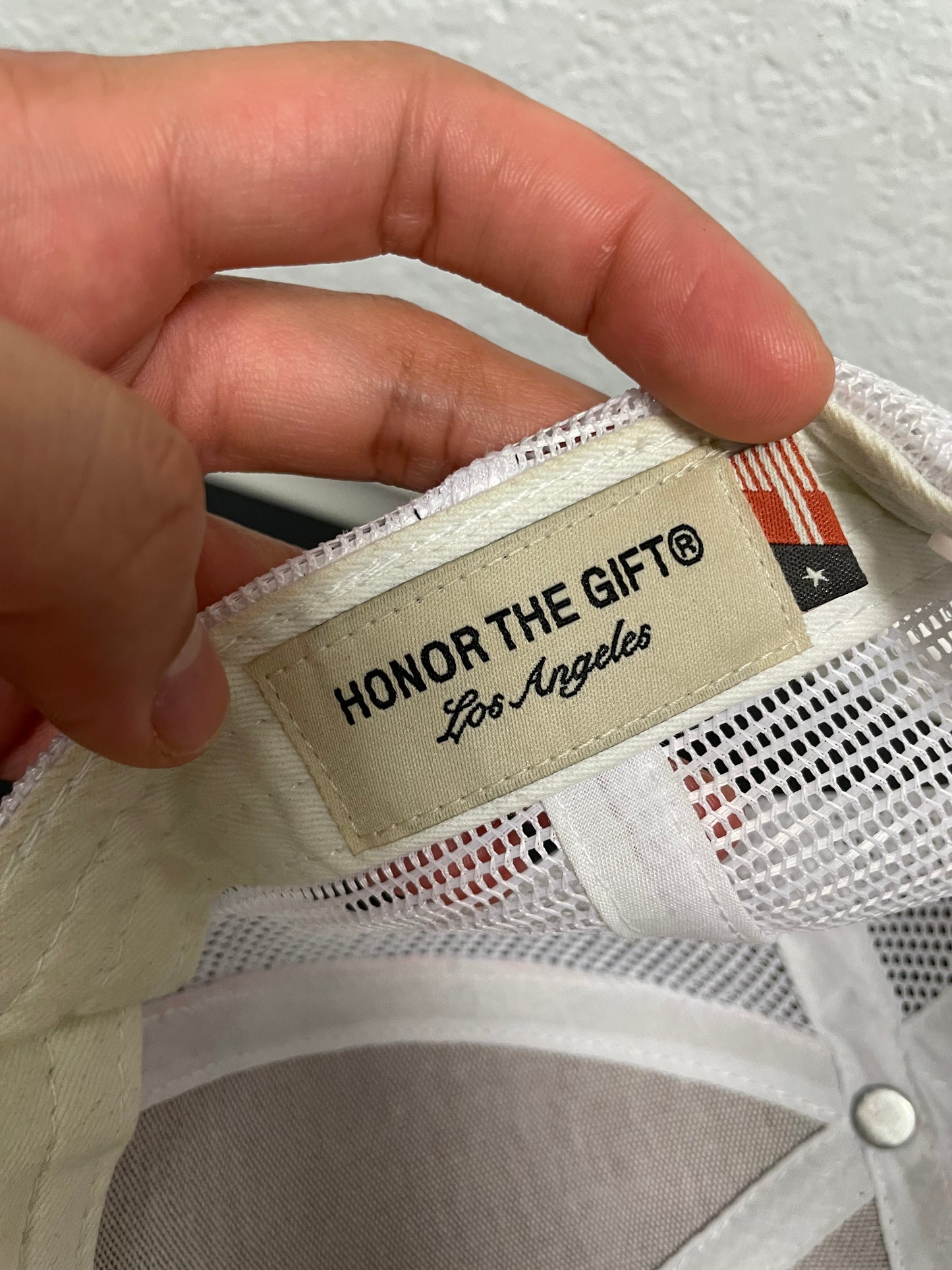 Honor The Gift red & white mesh hat