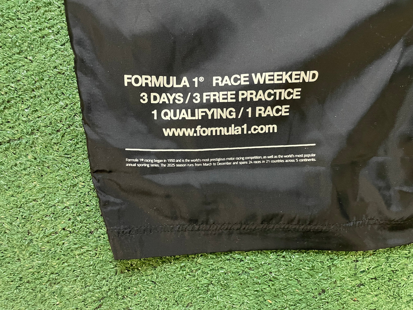 F1 Formula 1 racing black shorts