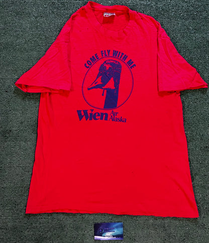 Vintage 1980s come fly with me wien air Alaska tee