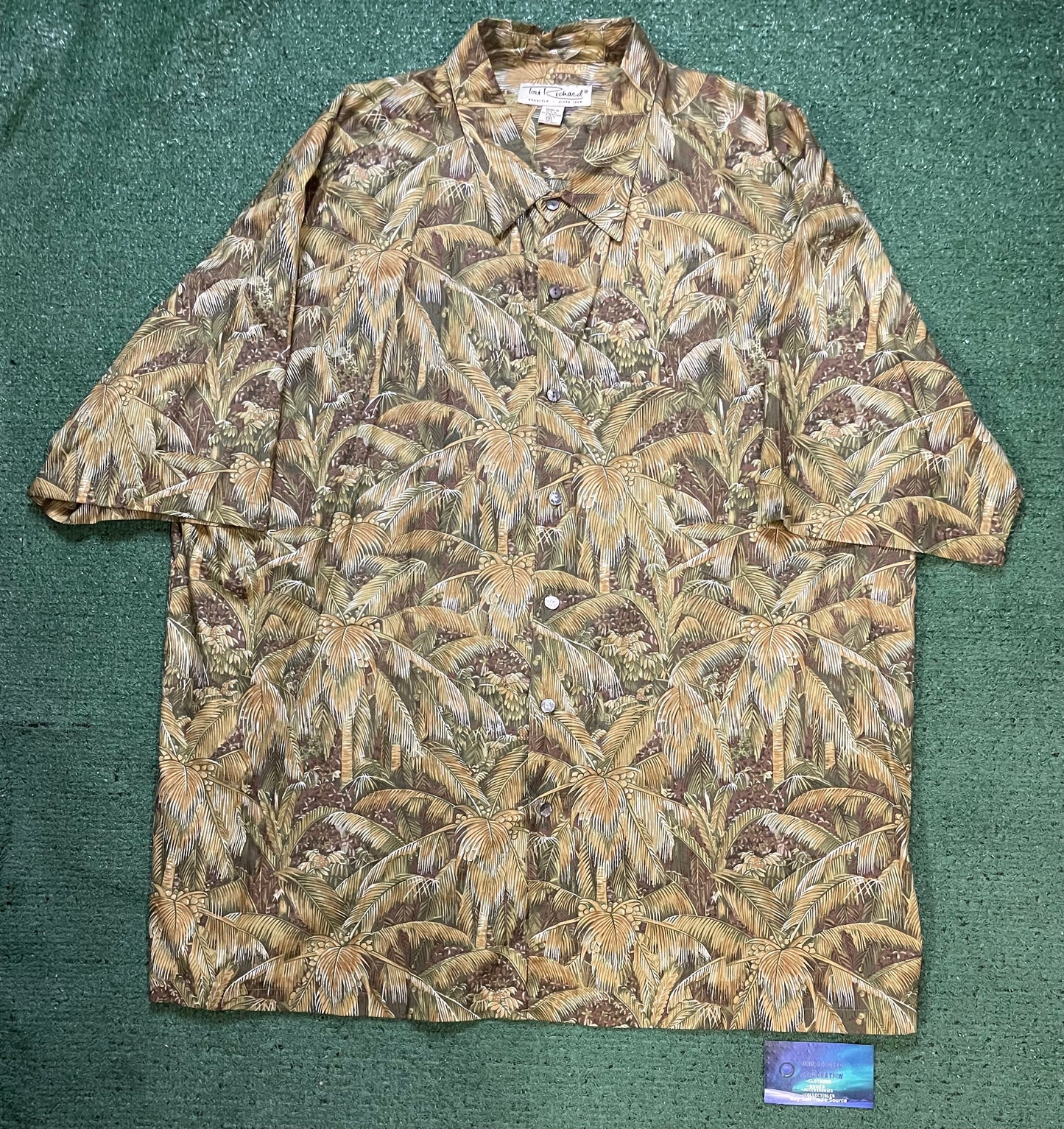 Tori Richard green & brown floral shirt