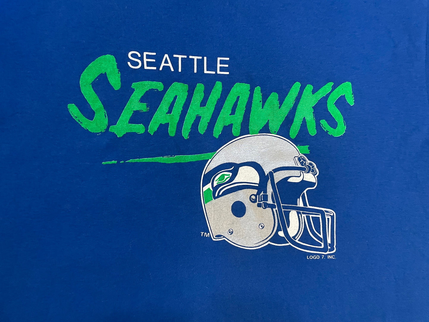 Vintage 1970s Seattle Seahawks helmet tee