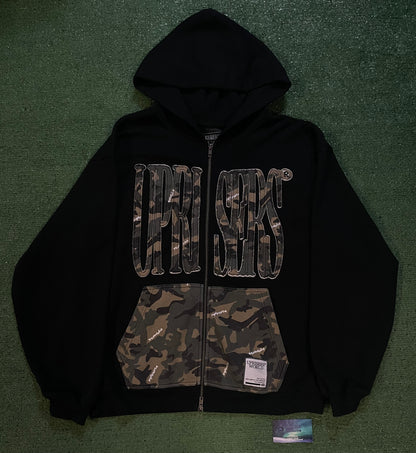 UPRISERS Black Camo Full Zip Hoodie