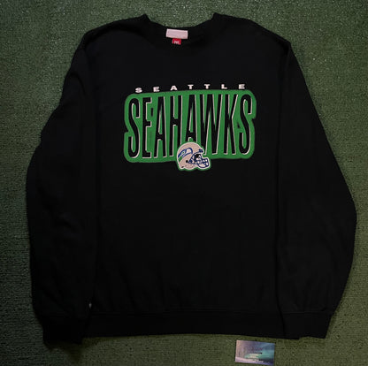 Seattle Seahawks black and green helmet crewneck