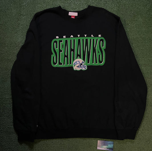 Seattle Seahawks black and green helmet crewneck