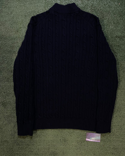 Vintage IZOD cable knit navy  quarter zip