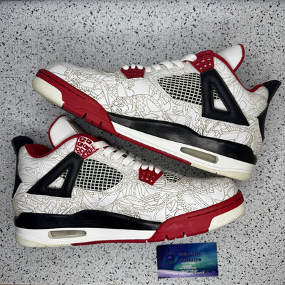 Jordan 4 White Laser Fire Red 9.5 Men “Preowned”
