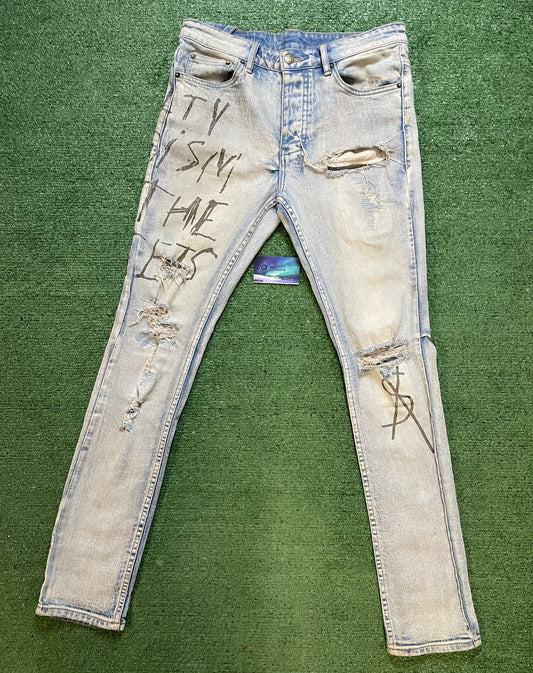 Ksubi graffiti light wash jeans