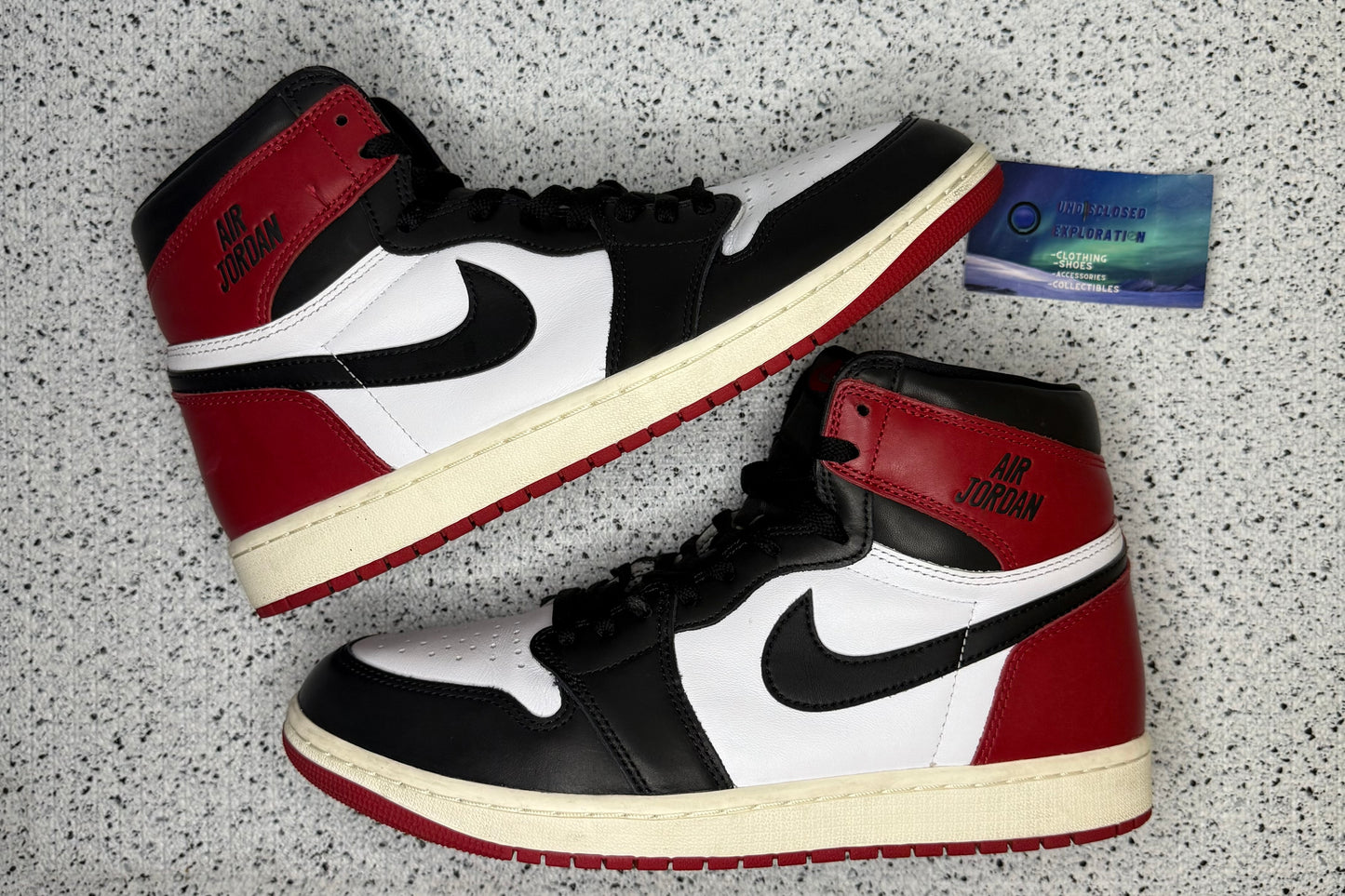 Jordan 1 Black Toe Reimagined 10.5 Men/12 Women “Preowned”