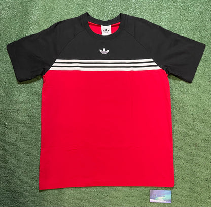 adidas black& red Chest Stripes Tee