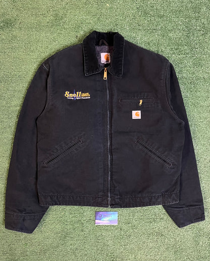 Vintage black carhartt Detroit  embroidered jacket