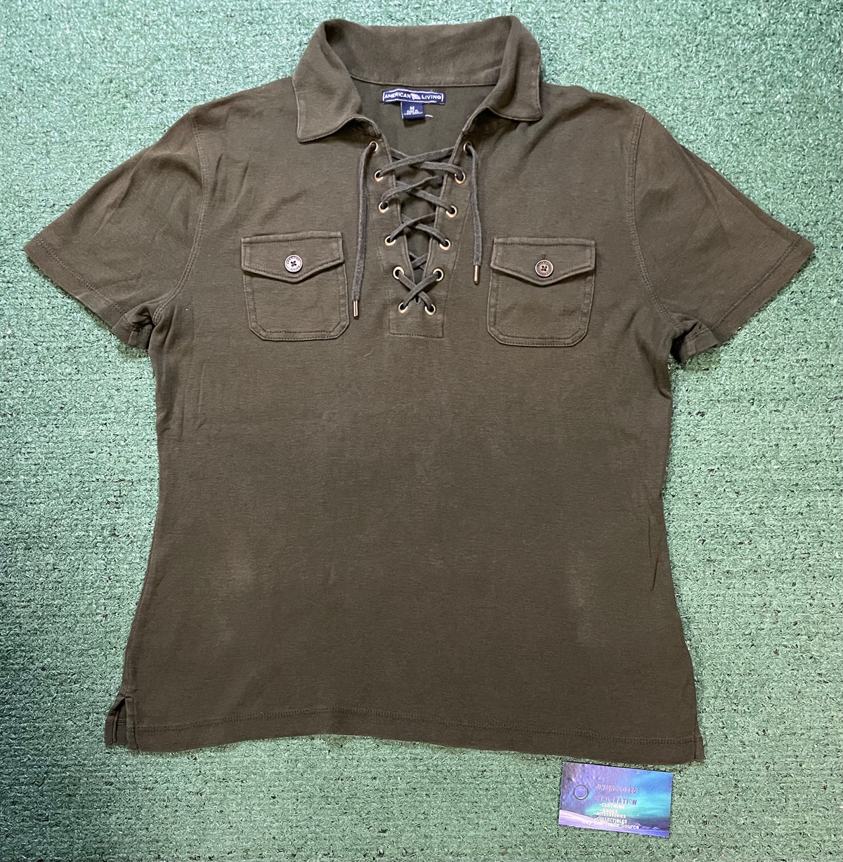 American Living olive brown polo