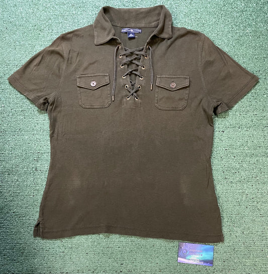 American Living olive brown polo