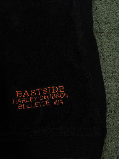 Harley Davidson sleeveless black & orange hoodie