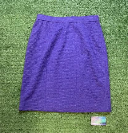 Vintage 1990s Chanel purple  tweed skirt Suit