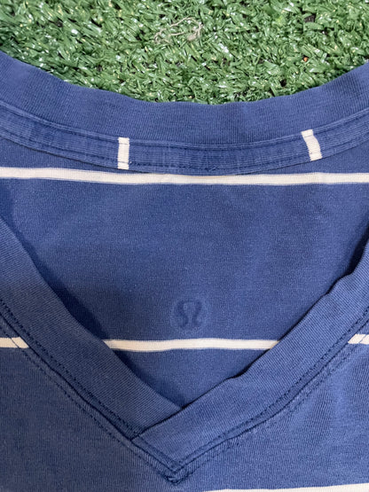 Lululemon striped blue and white tee