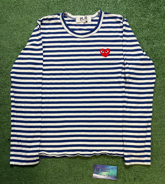 Comme Des Garçon play striped red heart women’s longsleeve