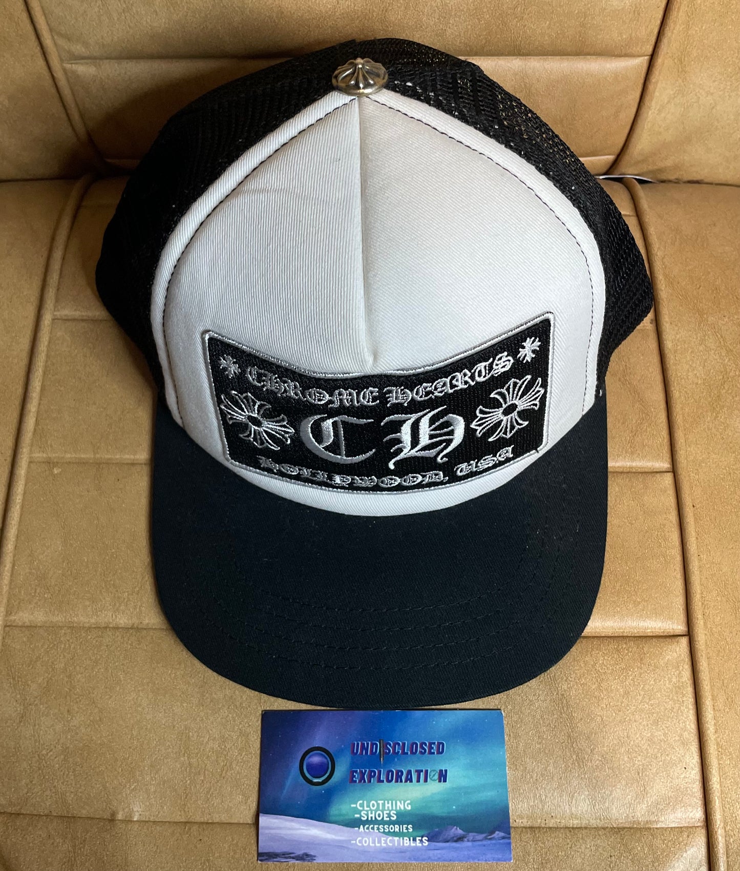 Chrome hearts ch Hollywood black and white trucker hat