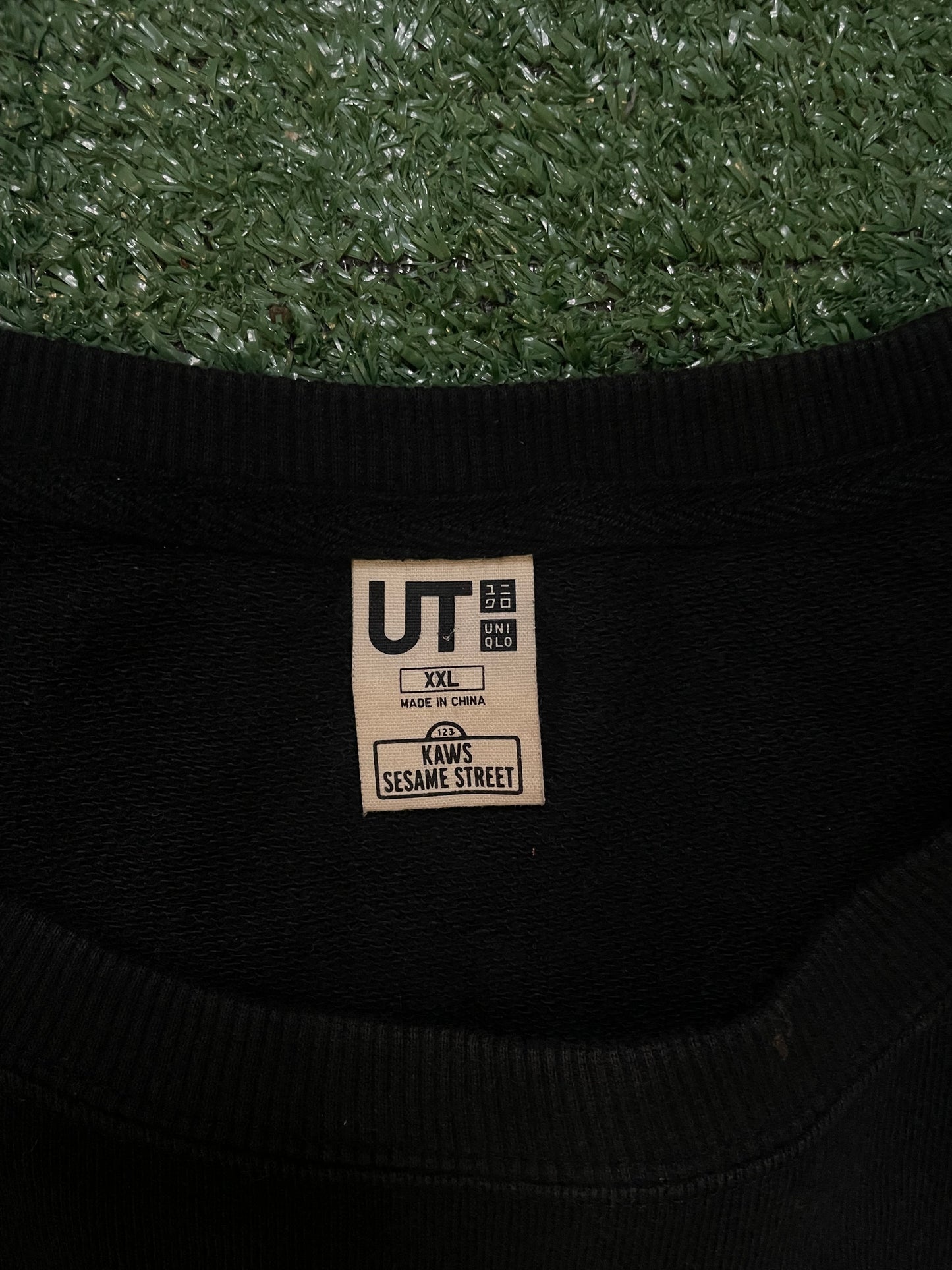 KAWS X Uniqlo X Sesame Street black crewneck