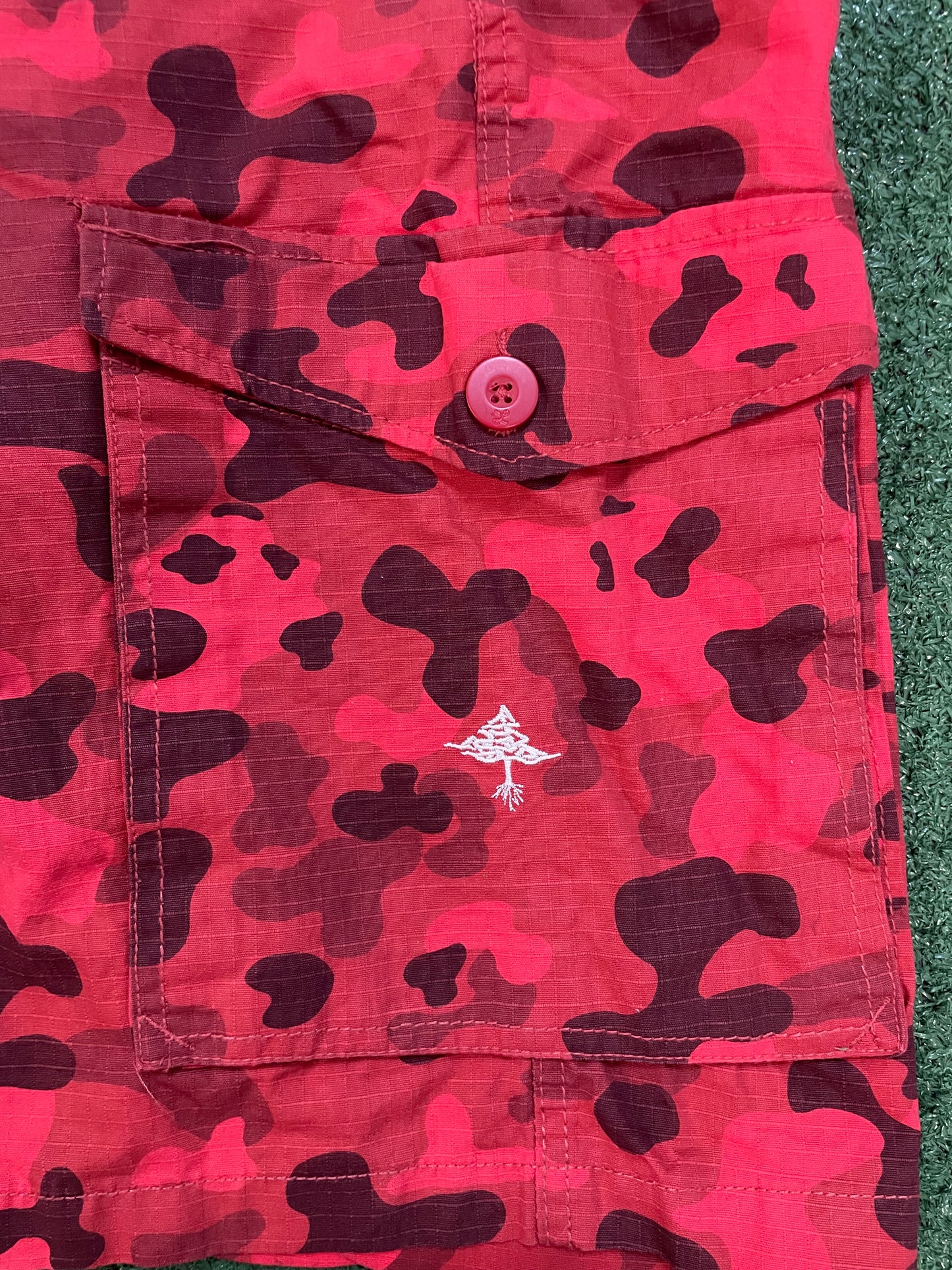 Vintage LRG red cargo camo shorts