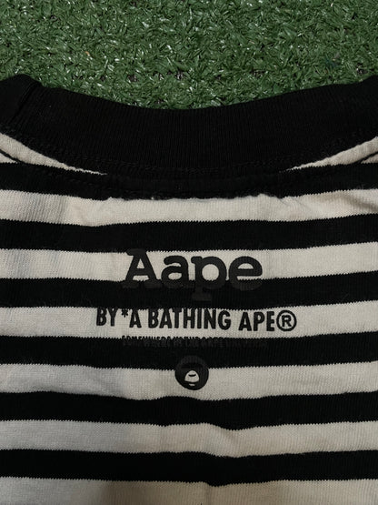 AAPE by A Bathing Ape black and white striped long-sleeve