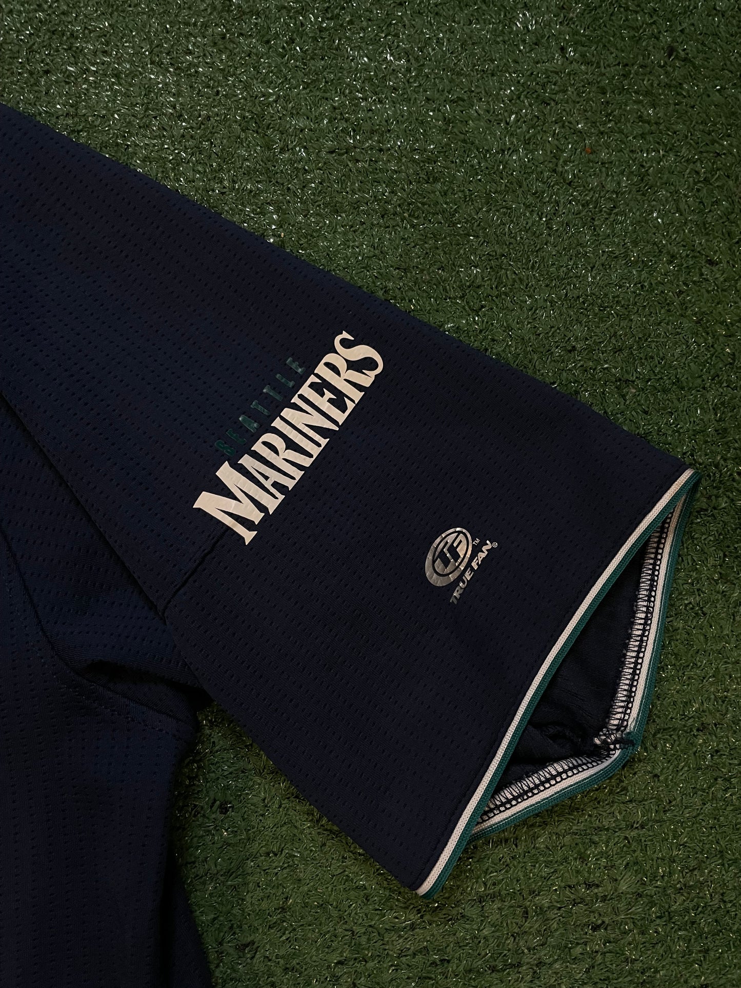 Seattle Mariners embroidered navy and white baseball jersey