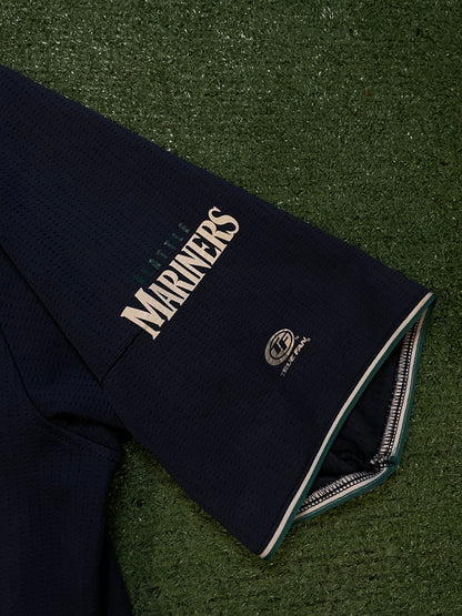 Seattle Mariners embroidered navy and white baseball jersey