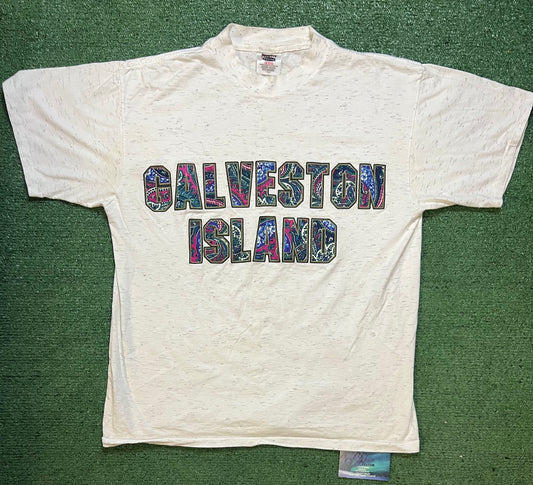 Vintage 1990s Galveston Island grey tee