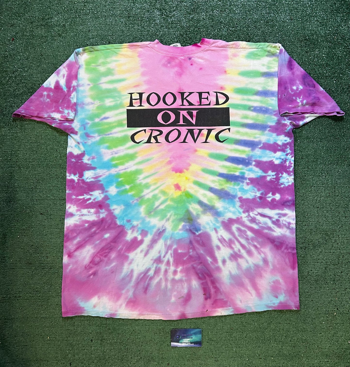 Vintage 1990s Cronic the hemp hog highly intense hooked on cronic double sided tie dye tee