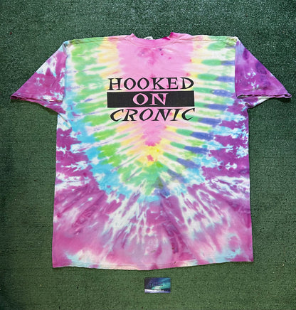 Vintage 1990s Cronic the hemp hog highly intense hooked on cronic double sided tie dye tee