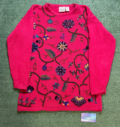 Vintage innovation sport pink embroidered crewneck
