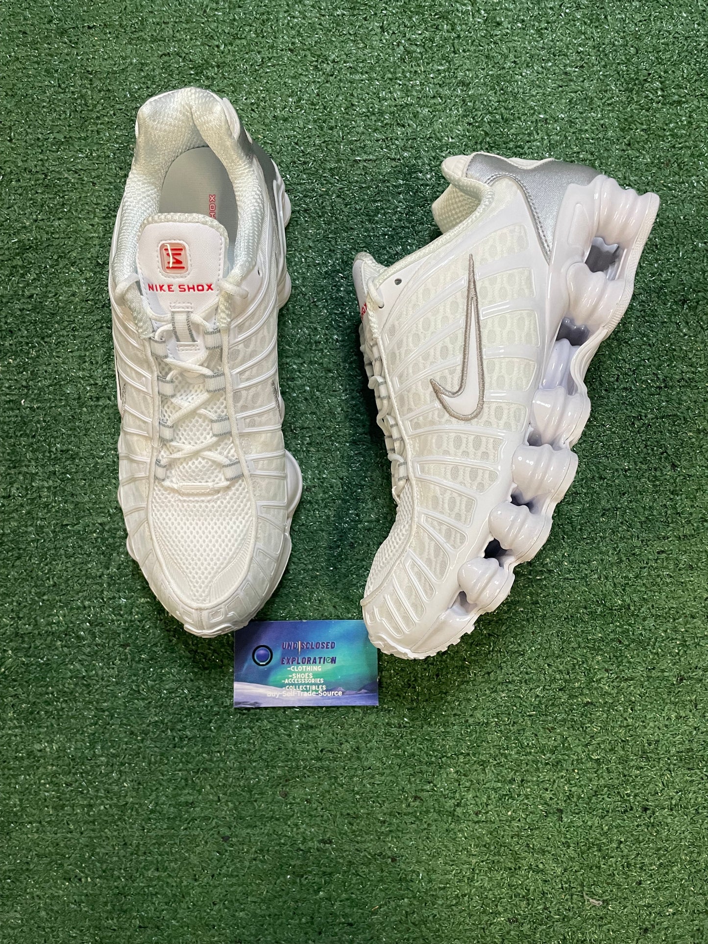 Nike Shox white metallic silver