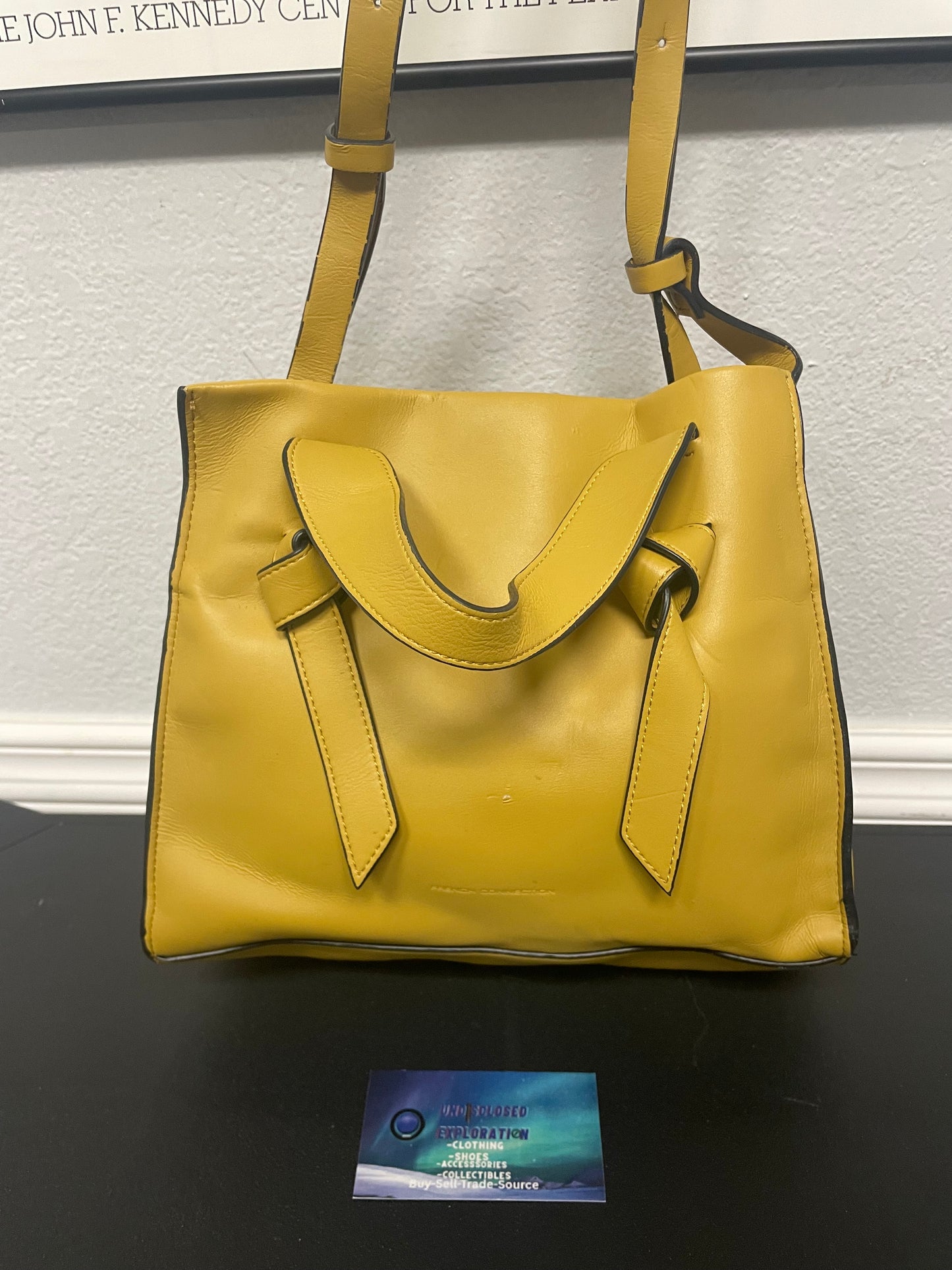 French Connection yellow  Arrowood tote bag