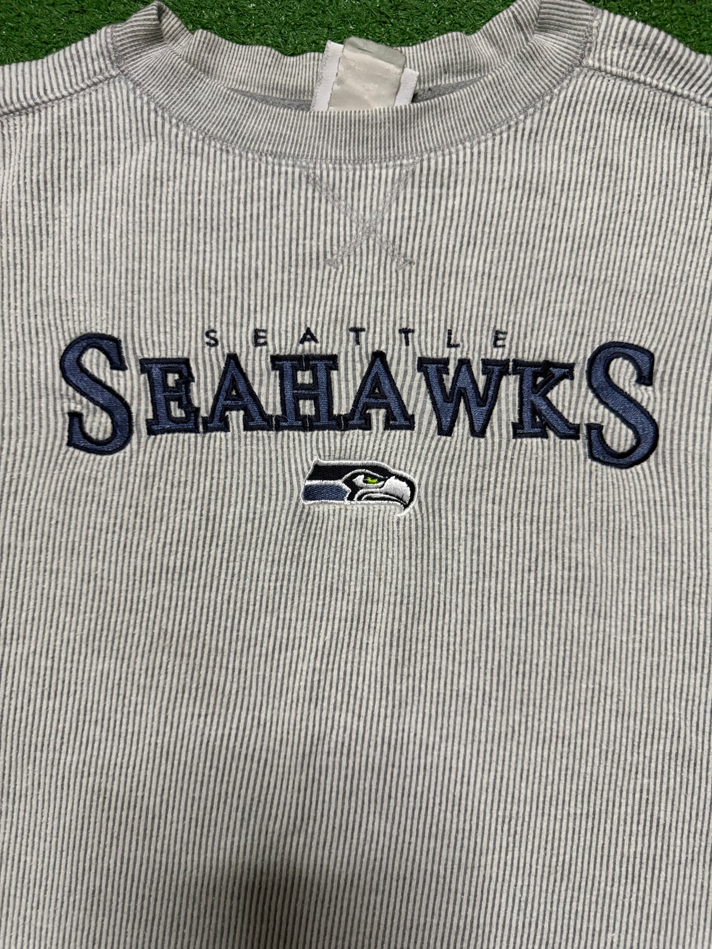 Vintage Y2K Seattle Seahawks Striped Crewneck