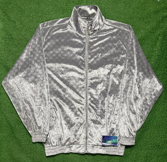 Vintage Raw Blue Velour Track Jacket