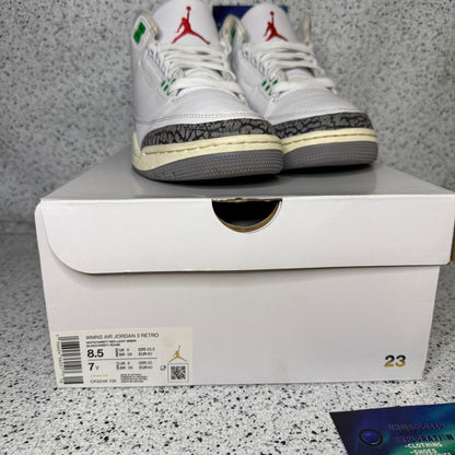 Jordan 3 Lucky Green 8.5 Women/7 Youth “Preowned”