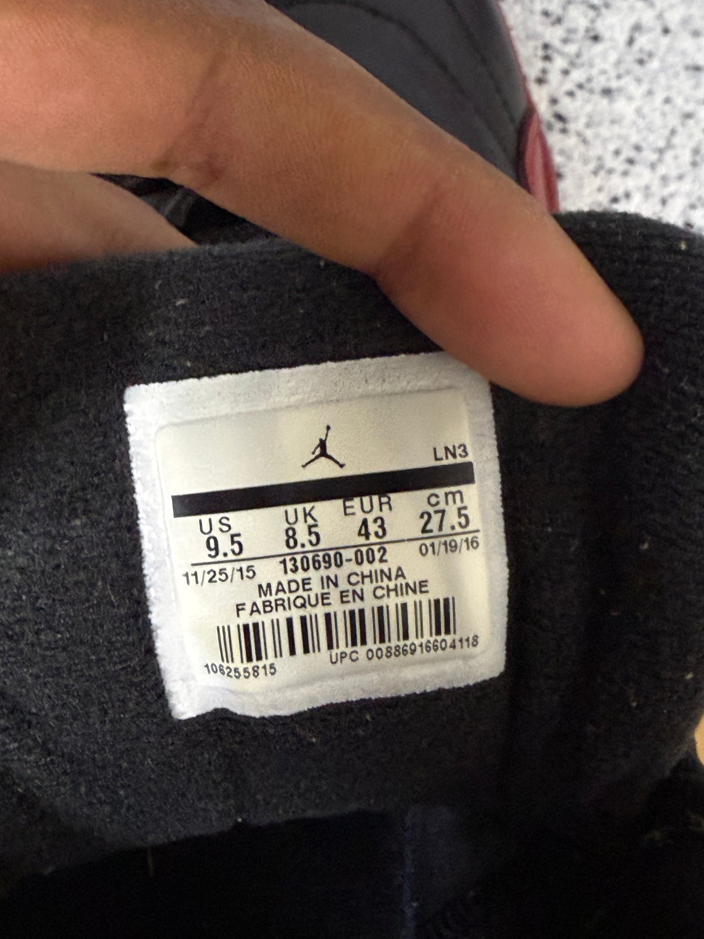 Jordan 12 Flu Game 2016 9.5 Men/11 Women “Preowned”