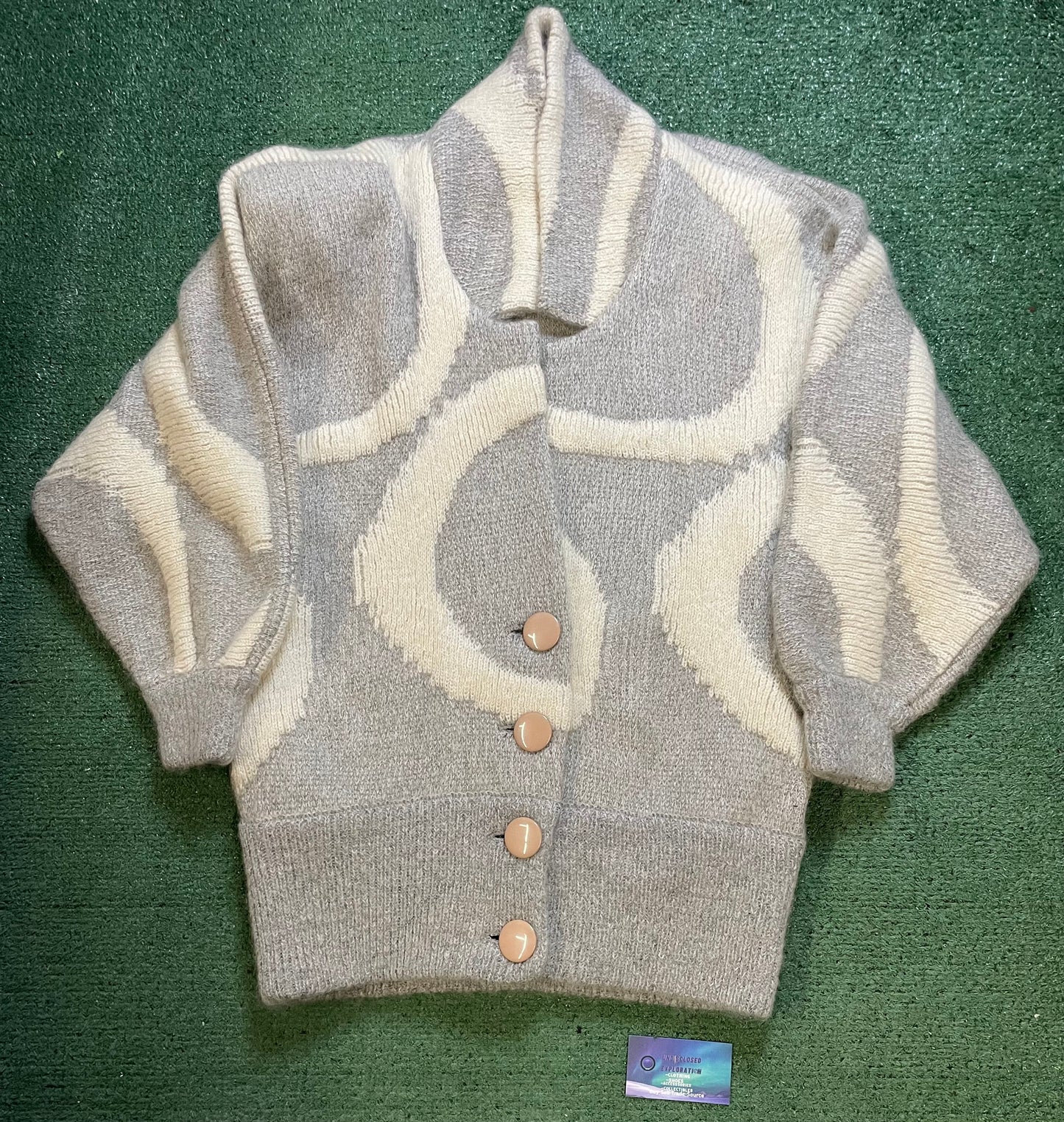 Vintage IB Diffusion Chunky Oversized Gray Mohair Cardigan Sweater