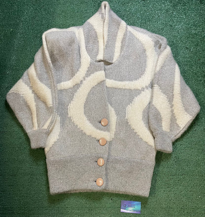 Vintage IB Diffusion Chunky Oversized Gray Mohair Cardigan Sweater