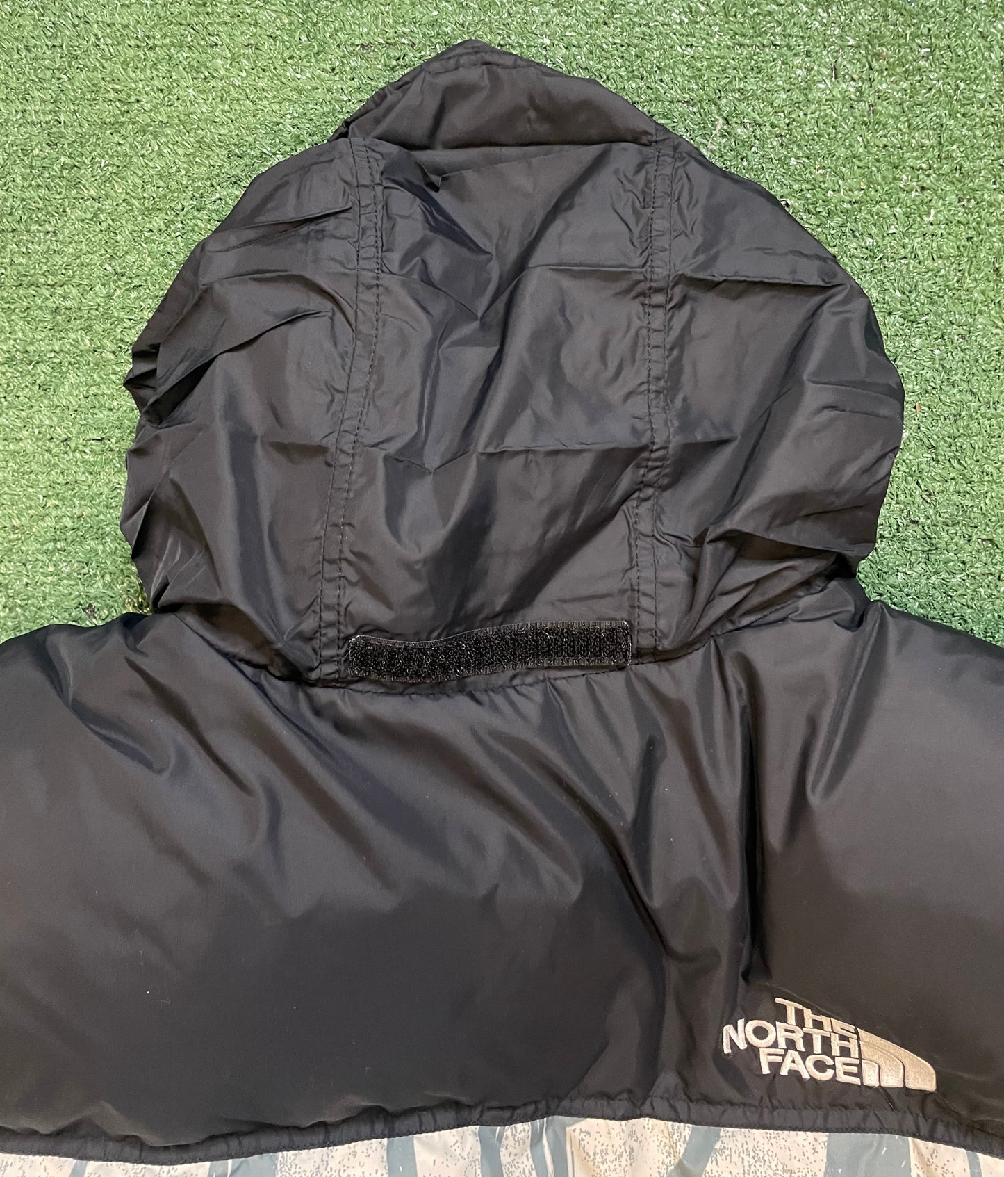 The North Face Nuptse 700 blue and white jacket