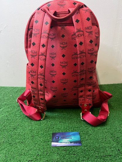 MCM visetos leather studded red backpack