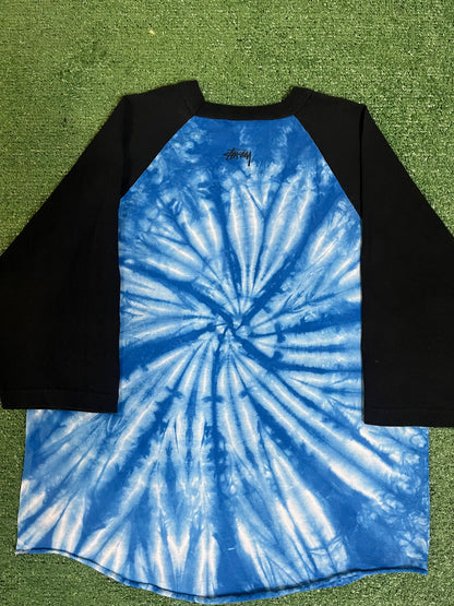 Stussy blue tie dye baseball tee