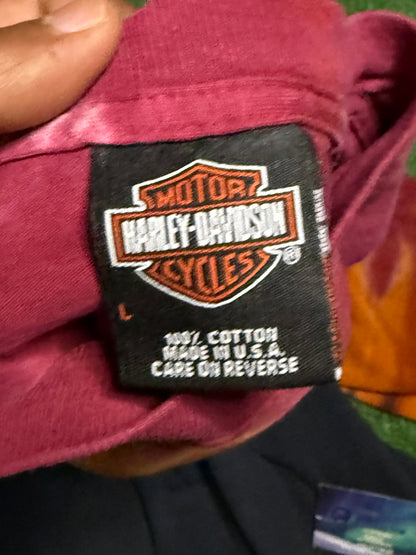 Vintage Harley Davidson Tie Dye Flame Long Sleeve