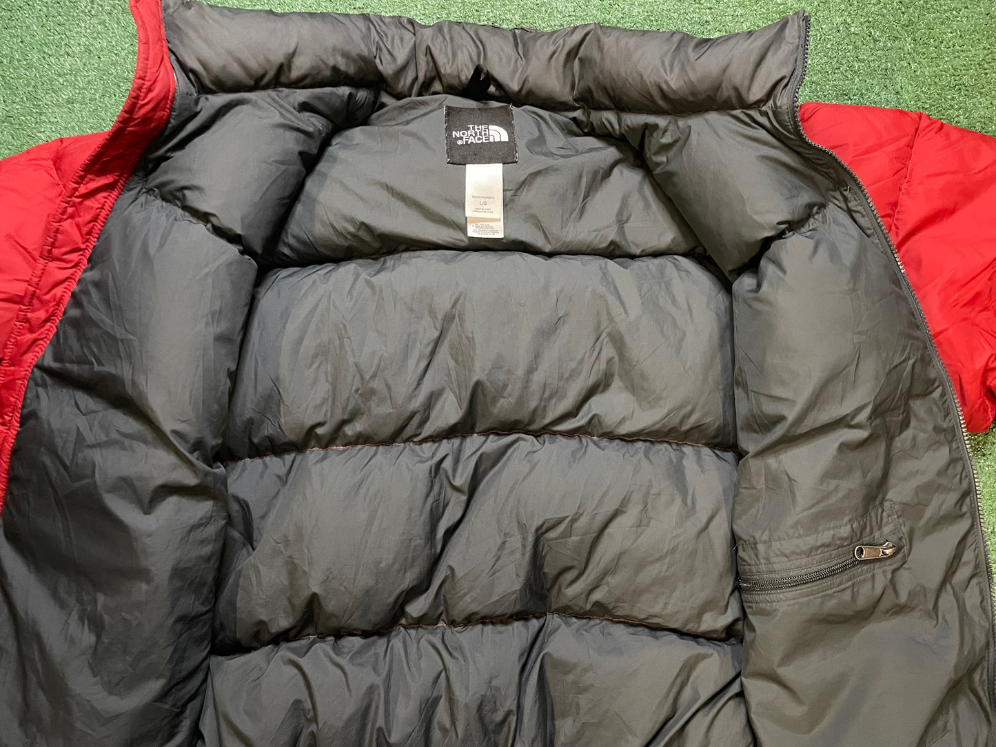 Vintage 1990s The North Face red and grey Nuptse 700 jacket