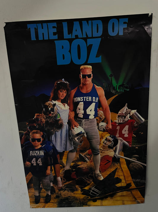 Vintage 1980s The Land Of Boz Brian Bozworth Seattle Seahawks poster