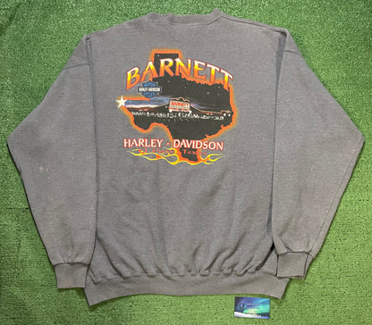 Vintage 1990s Harley Davidson embroidered grey El Paso Texas flame crewneck
