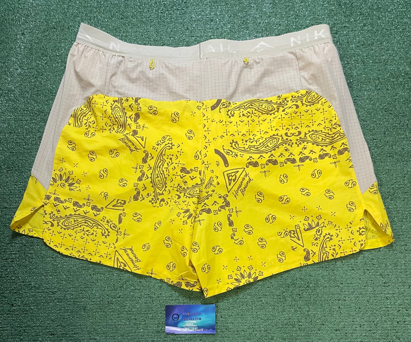 Nike yellow lightning bandana shorts