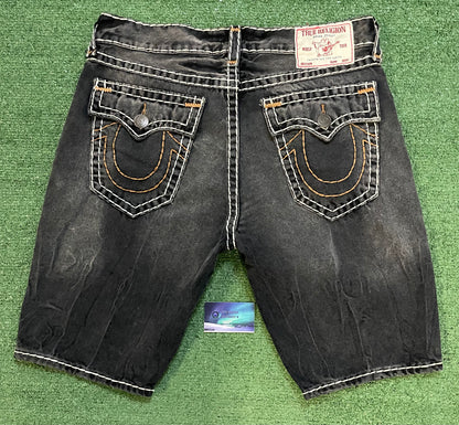 True Religion Rocco flap dark metal wash Jean shorts