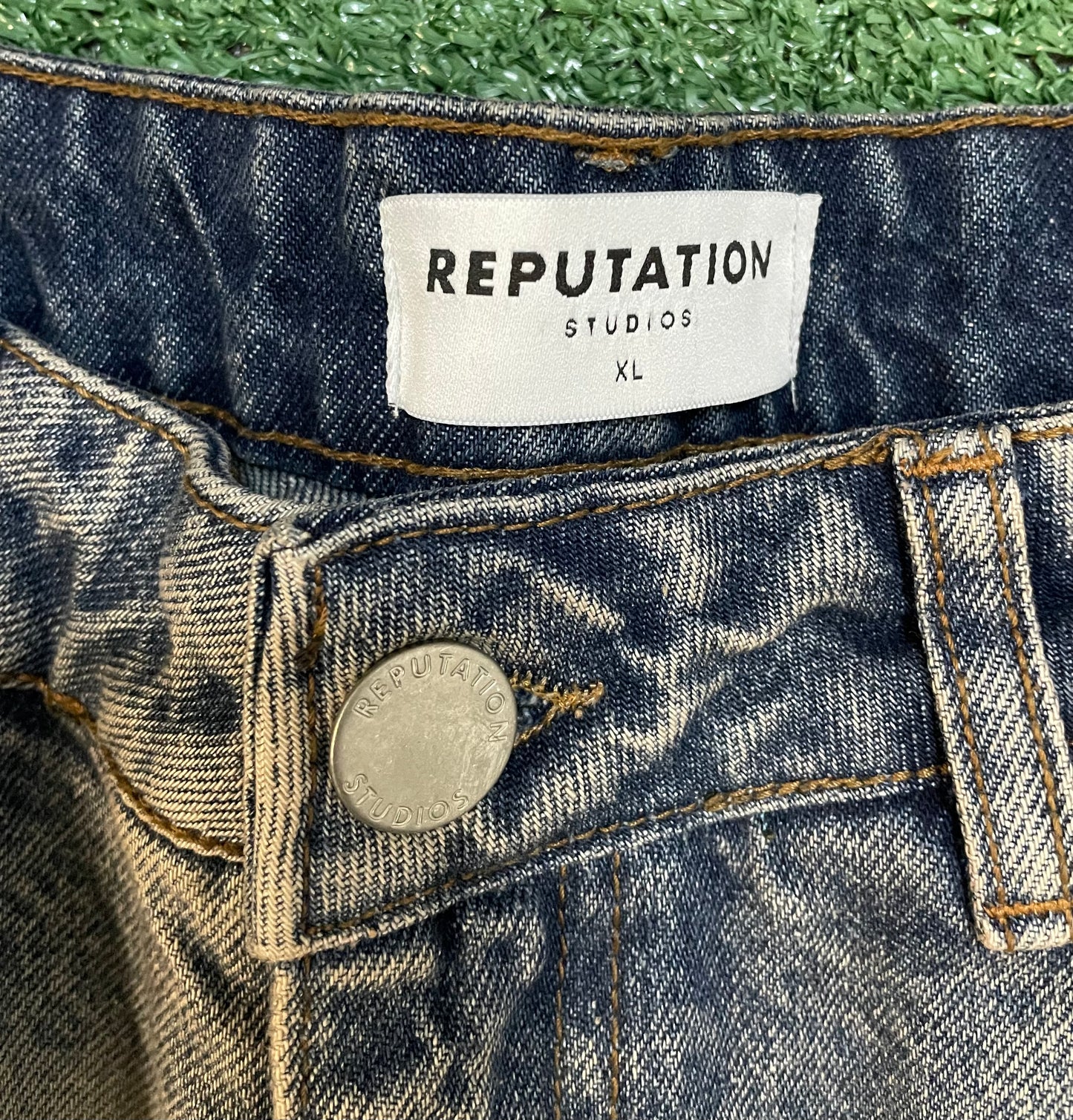 Reputation Studios star patch  black and brown jeans