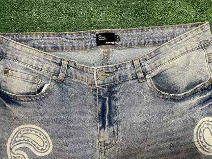 Eptm white paisley denim jeans